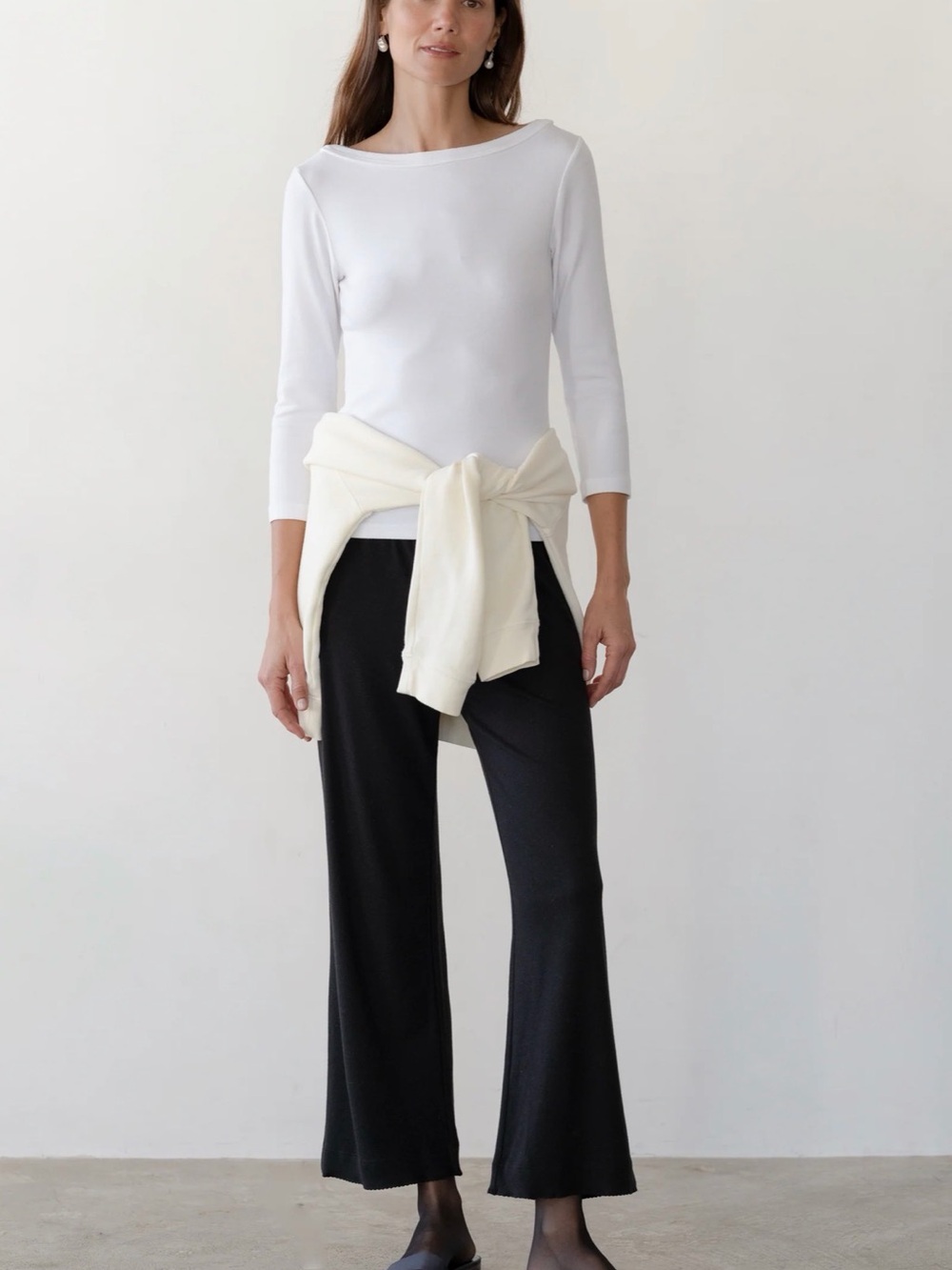 DONNI. The Baby Rib Scallop Pant. Color - Jet (Black) - Size Large